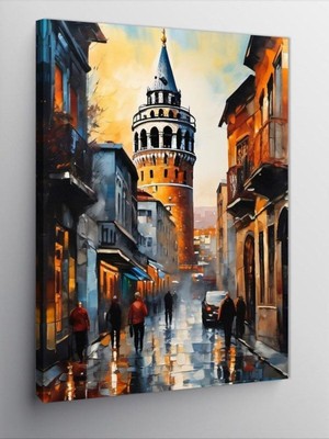 Happy Trend Mega Kanvas Tablo Yağlı Boya Istanbul Galata Kulesi, 70CM x 100CM