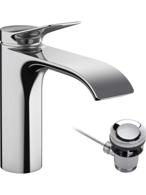 Happy Trend Vivenis Lavabo Armatürü, Çıkışlı Banyo Musluğu Yükseklik 110 Mm, Çekme Çubuklu, Banyo Armatürü Su Tasarruflu, Krom