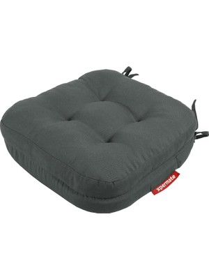 Happy Trend Çift Kat Sandalye Minderi Fermuarlı Yıkanabilir Kılıf Bağcıklı Su ve Yağ Itici 42X42X8 cm (Antrasit)