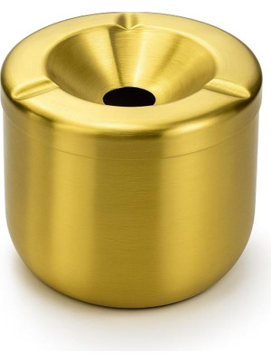 Happy Trend Gold Metal Kapaklı Küllük, Portatif ve Modern Tasarım Kül Tablası, Araç Için Uygun Rüzgar Geçirmez Küllük, Lüks Altın Rengi Masaüstü Kül Tepsisi, Kolay Temizlenir Dış Mekan Küllüğü