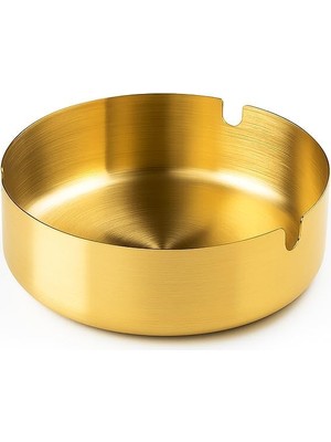Happy Trend Gold Metal Küllük, Modern Silindir Tasarım Kül Tablası, Portatif Araç Küllüğü, Ev ve Ofis Için Şık Masaüstü Kül Tepsisi, Kolay Temizlenir Altın Rengi Koku Yapmayan Küllük