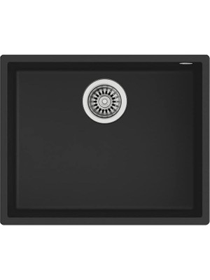 Happy Trend 115230020 Square 50.40 Tg Granit Tezgahlı Kare Lavabo, 60 Cm, 1 Lavabo, Sepet Valfli Gider Seti + Sifon, Yüksek Darbe Dayanımı, Siyah, 44 x 20 x 54 cm