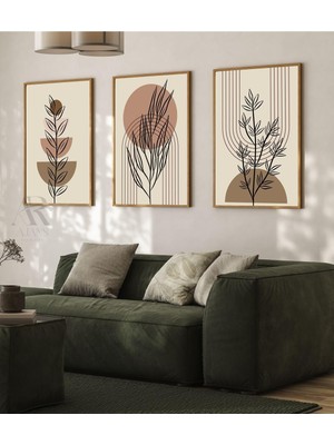 Happy Trend Ajans Kanvas Tablo Minimalist Line Art Boho Çerçevesiz 3'lü Set Tablo 20 x 30