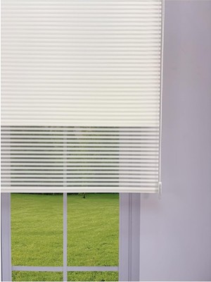 Happy Trend Perde Luna Serisi Beyaz Tül Beyaz Stor Perde Işık Kontrollü, Çift Mekanizmalı, Kolay Montaj 70 x 200