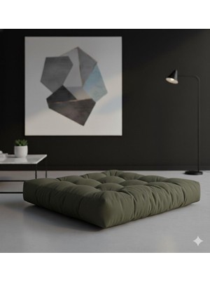 Happy Trend Döşemelik Kumaştan Yer Pufu | Sandalye Minderi | Yer Minderi 60X60 cm (Haki)