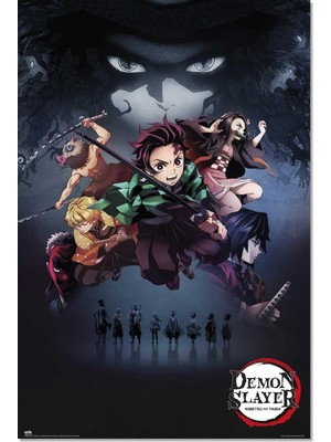 Happy Trend Erik: Demon Slayer Poster Kimetsu No Yaiba Anime Duvar Posteri 61 x 91,5 Cm, Çerçeveli Parlak Kağıt, Ev Için Poster, Manga Anime Gadget