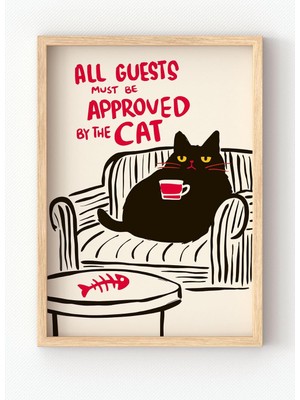 Happy Trend Çerçeveli Kedi Posteri – Komik Cat Lover Duvar Tablosu, Ev Dekoru, Hediyelik Poster Çok Renkli 10 x 15