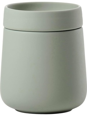 Happy Trend Denmark Nova One Kapaklı Saklama Kutusu, Pamuk Pedleri ve Pamuklu Çubuklar Gibi Banyo Malzemelerini Saklamak Için Seramik Kutu, Çap 8,4 Cm, Yükseklik 10 Cm, Kapasite 290 Ml, Matcha Green