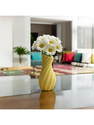 Happy Trend 15 cm – El Yapımı Taş Tozu & Reçine Dekoratif Vazo, Minimalist Masa Sehpa Raf Dekoru
