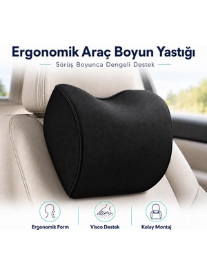 Happy Trend Visco Araç Boyun Yastığı – Ergonomik Boyun Destekli Oto Koltuk Başlık Yastığı