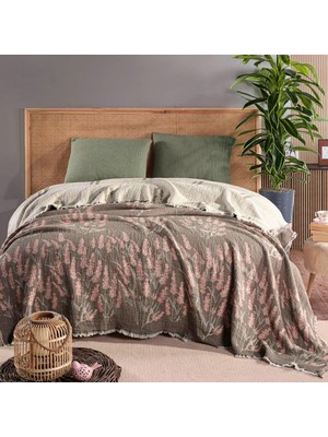 Happy Trend Müslin Hybrid Yorgan, 240X260 Cm, Makinede Yıkanabilir, Konforlu Hafif 100% Pamuklu Müslin Kumaş Kaplamalı Elyaf Yorgan Battaniye (Lavanta Haki)