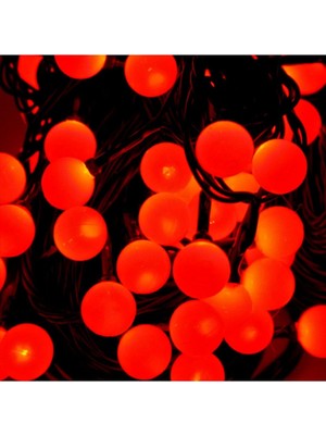 Happy Trend 4.30 Metre Kırmızı Top LED Işık Kırmızı Işık 220 V Fişli Yılbaşı Ağacı Işığı Kırmızı Top Işık Red Kırmızı