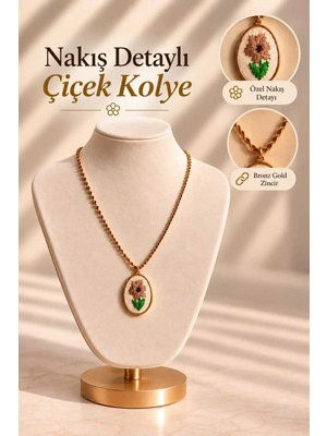 Mdm Style Çiçek Işlemeli Gold Renk Kolye