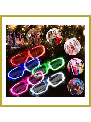 Bezos Neon Işıklı Parti Gözlüğü Pilli – 12’li Paket 5 Renk Bcks