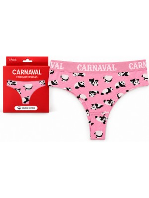 Carnaval Socks Panda Desenli Kadın Brazilian Külot Pamuklu Likralı Pembe