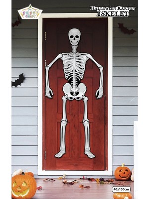 Halloween Bloody Temalı Karton Iskelet Süs - Cadılar Bayramı Duvar ve Kapı Dekoru