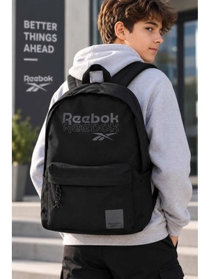 Reebok Siyah Okul Sırt Çantası Unisex Kız Erkek Çocuk Genç Günlük Çanta 45X33X14 cm