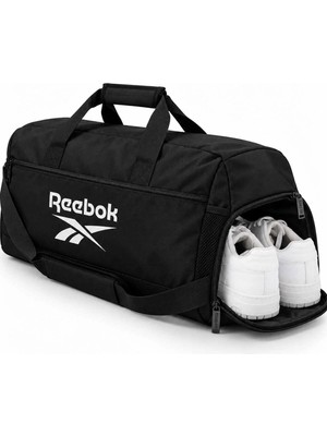 Reebok Unisex Siyah Spor Çantası Ayakkabı Bölmeli Omuz Askılı Fitness Antrenman Çantası 55X25X25CM