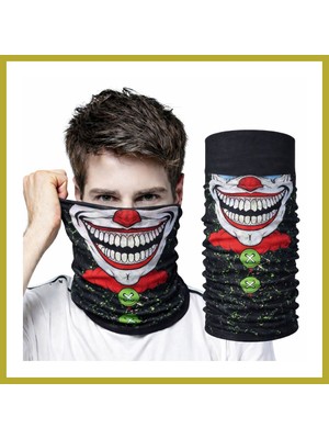 Bezos Joker Yüz Baskılı Baf Bandana - Çok Amaçlı Boyunluk Bandana 2 No Bcks