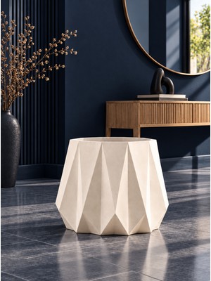 Betonmall Dekoratif Beton Obje 20X25 cm El Yapımı Modern Geometrik Tasarım Salon ve Antre Için Ev Dekorasyon Aksesuarı
