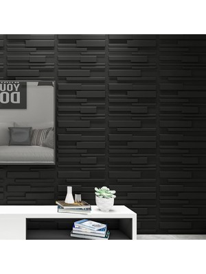A10032BK Dekoratif Pvc Duvar Panelleri, 32 Ayak Kare, 3D Dikdörtgen 3-Siyah, Sq Ft