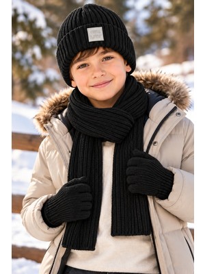 Miniko Kids Kitti 26180-07 Erkek 9-15 Yaş Atkı Bere Eldiven Set