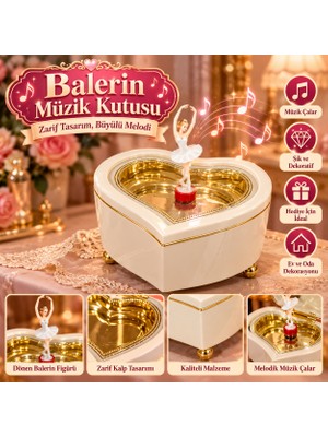 Ebuu Concept Kalp Şeklinde Balerinli Müzik Kutusu