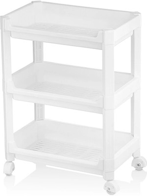 Eco Lounge Rafty Geniş 3 Katlı Tekerlekli Sepet Organizer Düzenleyici Raf Ünitesi 352X220X480MM BX40