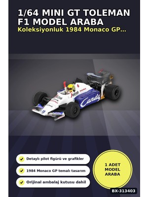Eco Lounge Diecast 1/64 Formula 1 Toleman TG184 Senna 1984 Monaco Podyum Model Araba BX-313403