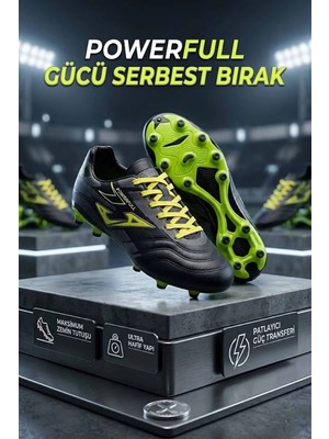 Rekor Sport Erkek Siyah Krampon Çim Saha Suni Çim Zemin Kramponu Futbol Ayakkabısı