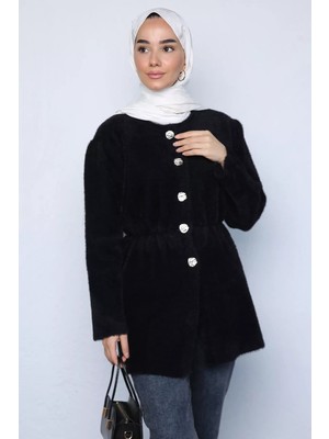 Julude Gülseli Bel Büzgülü Tesettür Triko Ceket P-00023622