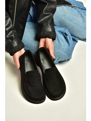 Fox Shoes Z996165202 Siyah Süet Mosen Burunlu Casual Comfort Ayakkabı