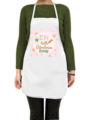 Çılgıntrend Kişiye Özel Isimli En Tatlı Öğretmen Mutfak Önlüğü - Öğretmenler Günü Hediyesi Cupcake Baskılı Aşçı Önlüğü
