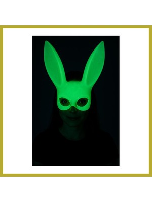 Bezos Karanlıkta Parlayan Fosforlu Tavşan Maskesi ? Glow Bunny Masquerade Maske (32X22 Cm) Bcks