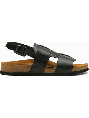 Comfortfüsse / Likya - Kadın Ortopedik Hakiki Deri Sandalet ( Siyah Deri )