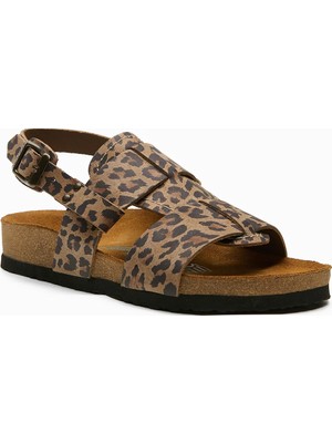 Comfortfüsse / Likya - Kadın Ortopedik Hakiki Deri Sandalet ( Leopar Baskılı Deri )