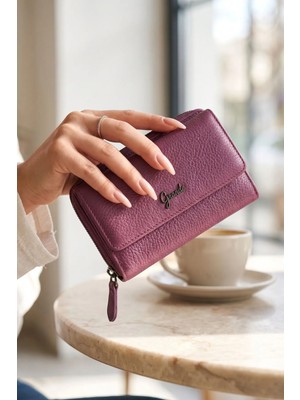 Grande 2754 Siyah Detay  Deri Kadın Cüzdan Kartlık Clutch