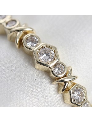 Stelia 14K Gold Renk Kaplama Pirinç Zirkon Taşlı Petek Model Kadın Bileklik