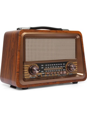 Gerçek Ahşap Eskitme Görünümlü Bluetooth Hoparlör Mp3 Çalar Müzik Kutusu Nostaljik Radyo