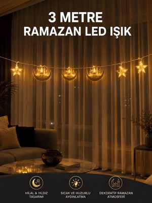 3 Metre Ramazan LED Saçak Işık Ev Içi Dekoratif Aydınlatma