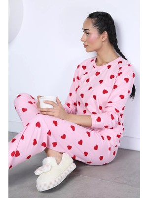 Gülseli Kadın Desenli Süet Pijama Takımı P-00023454