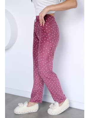 Gülseli Kadın Bel Lastikli Desenli Kadife Pijama Altı P-00023422
