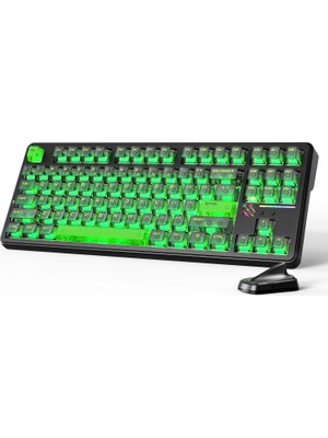 X87 Ultra Kablosuz Oyun Klavyesi, Nokta Matrisi Ekranlı, Bt/2,4 Ghz/kablolu,%75 Hot-Swap, 10000MAH, Rgb, Kablosuz Shark Fin, Pc/mac, Shadow Jade