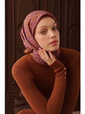 Silk Home Kadın Hardal Sarı Çiçekli Desen Velora Eşarp 161045-17