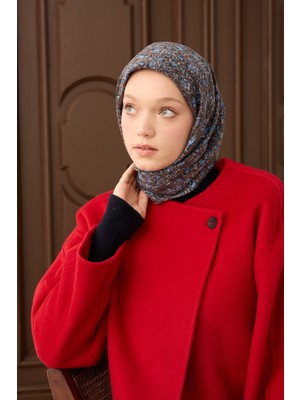 Silk Home Kadın Koyu Vizon Çiçekli Desen Velora Eşarp 161045-11