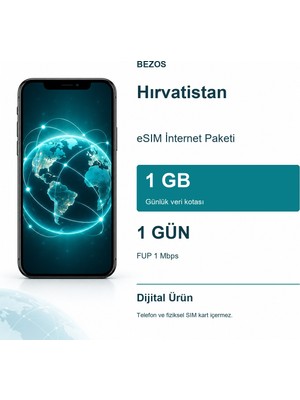 Timion Hırvatistan Esım Internet Paketi Günlük 1 GB 1 Gün - Fup 1 Mbps