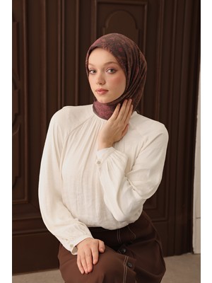 Silk Home Kadın Koyu Vizon Etnik Şal Desen Velora Eşarp 161048-07