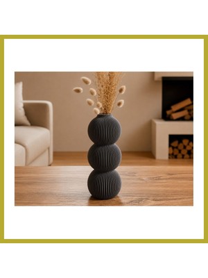 Bezos 3D Baskı Modern 3 Küre Dekoratif Vazo - Minimal Çiçek Vazosu, Masaüstü Ev ve Ofis Dekoru-Gri Bcks