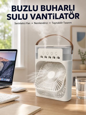 Timion Spreyli Mini Masaüstü Fan | 500ML Su Hazneli, 3 Kademeli Soğutucu Yeni Nesil