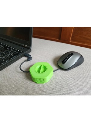 Timion 3D Baskı Taşınabilir Kablo Düzenleyici Makara Şarj ve USB Kablo Toplayıcı Döner Kablo Sarıcı - Yeşil